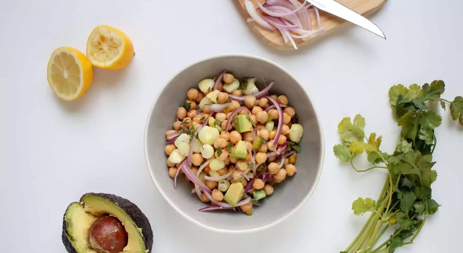 Ceviche de garbanzos para 4 personas fácil de preparar.